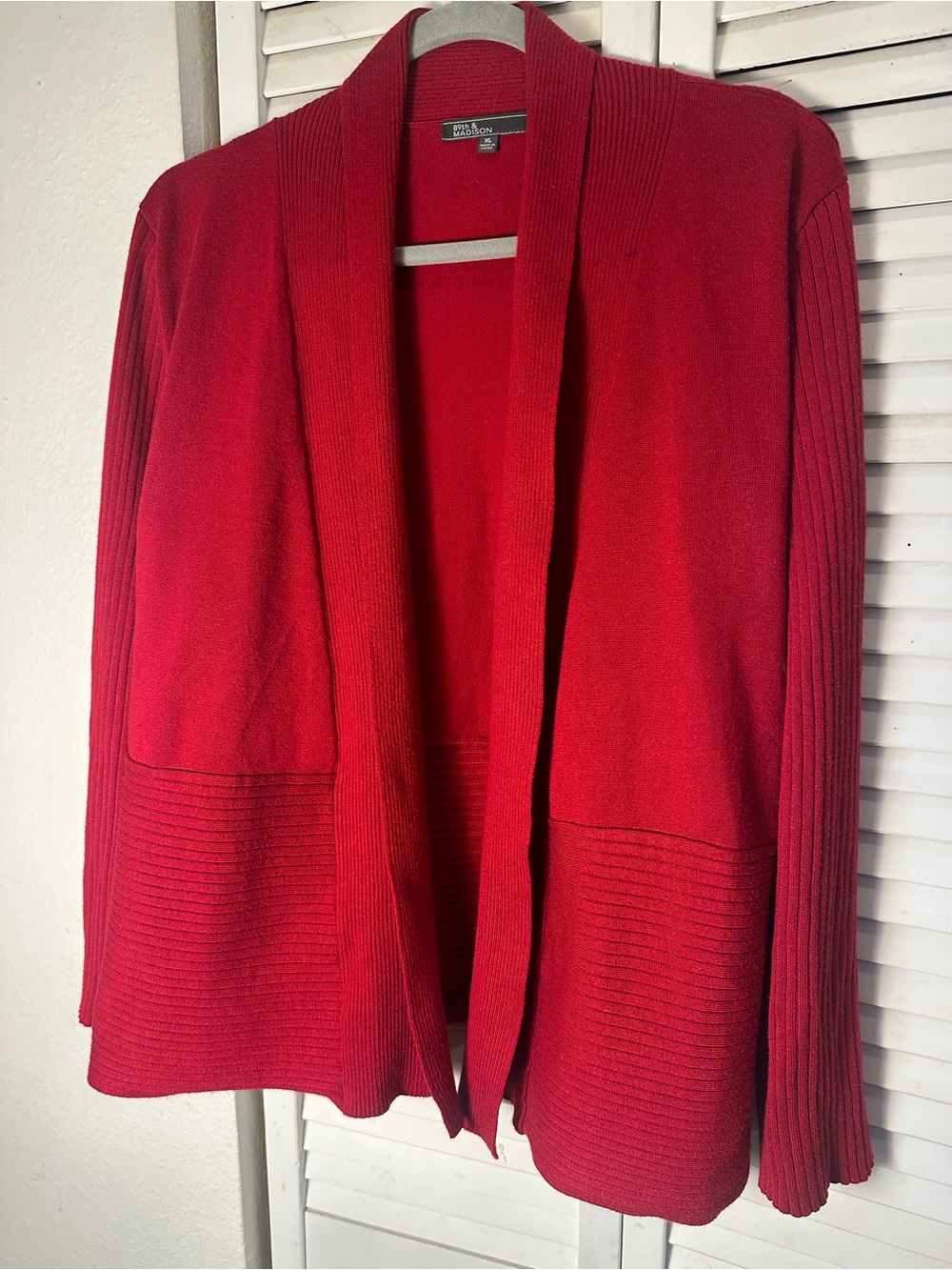 89th & Madison Red Open-Front Cardigan